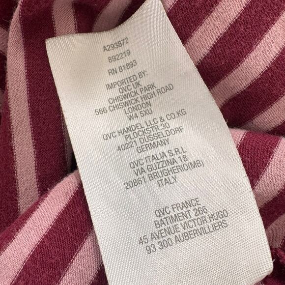 D & Co. Active Womens 2X 3/4 Sleeve Pink Stripe Top Cotton Spandex - Picture 7 of 9